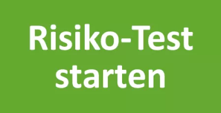 Auf einer grünen Fläche steht "Risiko-Test starten"