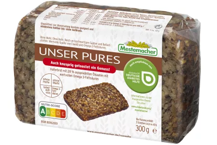 Mestemacher Brotsorte Unser Pures mit Toast-Hinweis Mestemacher Brotsorte Unser Pures mit Toast-Hinweis