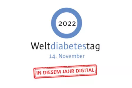 Logo Weltdiabetestag 2020 mit Hinweis zu digitalem Event Logo Weltdiabetestag 2022 mit Hinweis zu digitalem Event