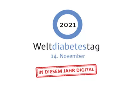 Logo Weltdiabetestag 2021 mit Hinweis zu digitalem Event Logo Weltdiabetestag 2021 mit Hinweis zu digitalem Event