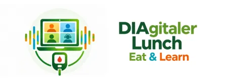 DIAgitaler Lunch Logo - Laptop mit Teamsmeeting 
