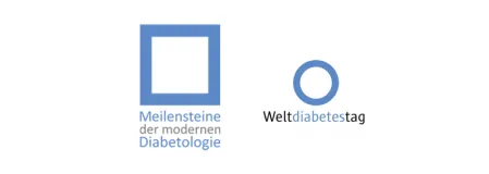Logo Weltdiabetestag und Meilensteine der modernen Diabetologie
