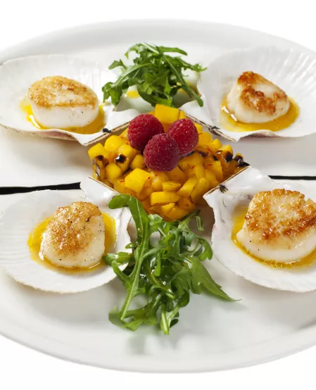 Jakobsmuschel mit Mango Jakobsmuschel mit Mango