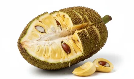 Eine aufgeschnittene Jackfrucht