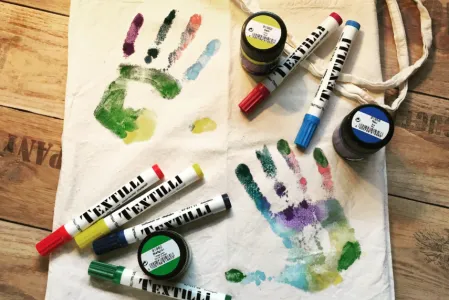 Baumwolltasche mit Abdr&uuml;cken von Kinderh&auml;nden