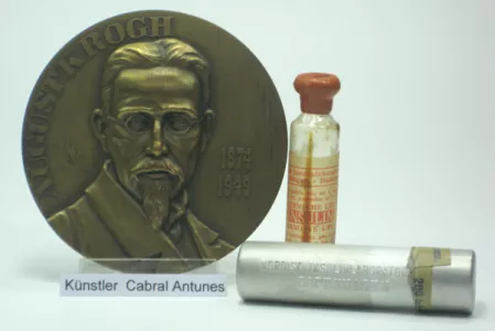 Medaille August Krogh mit Insulinampulle Medaille August Krogh mit Insulinampulle