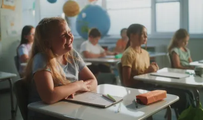 M&auml;dchen in der Schule im Unterricht