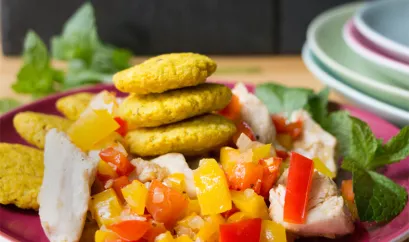 Linsentaler mit Hähnchen und Paprika